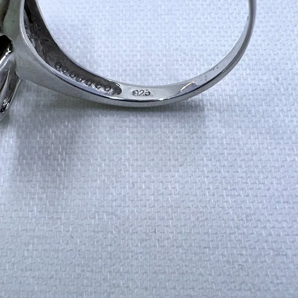 Sterling Silver Size 9 Flower Ring with CZ’s - Picture 4 of 7